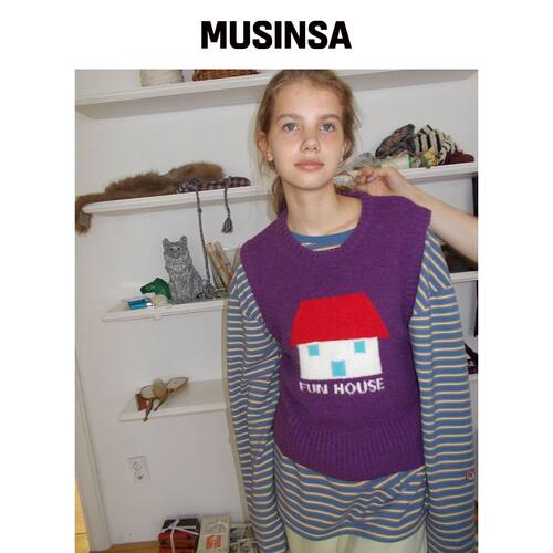FUNFROMFUN 趣屋针织背心，紫色 MUSINSA韩国直邮官方正品