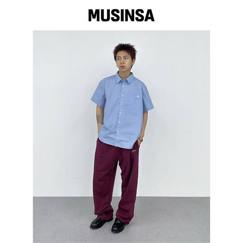LMC 日常棉质短袖衬衫 浅蓝色 MUSINSA韩国官网直邮进口