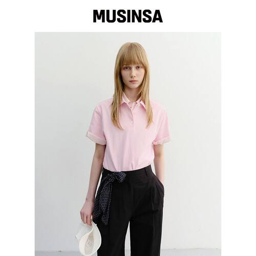 DUNST CROPPED SLIM COLLARED T-SHIRT_UDTS6B22韩国官网直邮进口
