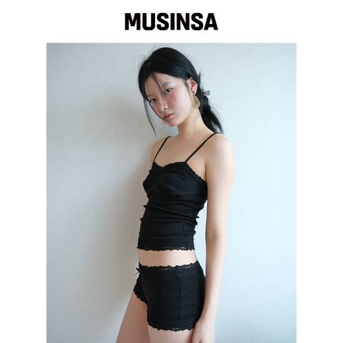 LOSESLEEPOVER 蕾丝吊带居家服套装黑色MUSINSA韩国官网直邮进口