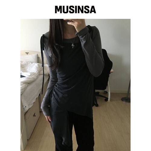 PLACE STUDIO 假两件褶皱绑带长袖上衣MUSINSA韩国直邮官方正品
