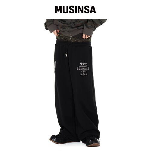 IDWS 交叉层次运动裤 黑色 MUSINSA韩国官网直邮进口