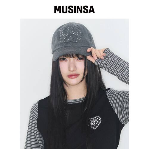 ILLIGO 129 PLEA刺绣铆钉棒球帽茶灰色 MUSINSA韩国官网直邮进口