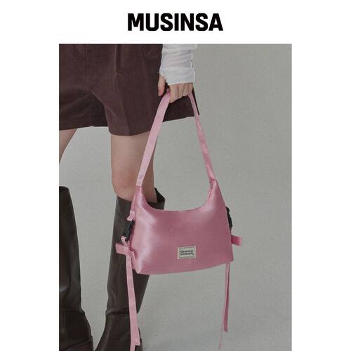 OPENING SUNSHINE 侧边细节丝带手提包 粉色韩国官网直邮进口