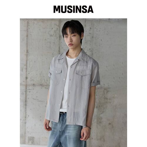 P.IN.O UES 相机半包衬衫 - 泥膜 MUSINSA韩国官网直邮进口