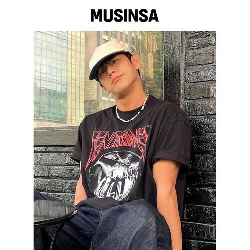 MAISON MINED STICKY HALF T 黑色韩国官网直邮进口