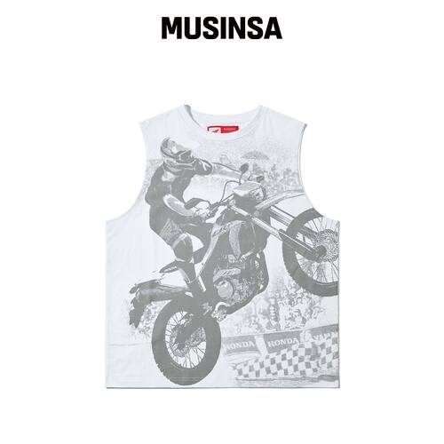 PHYPS MOTORCYCLE 赛车无袖白色T恤 MUSINSA韩国官网直邮进口