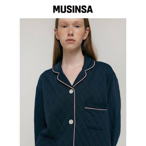 JO'S LOUNGE 绗缝海军蓝睡衣套装 MUSINSA韩国直邮官方正品
