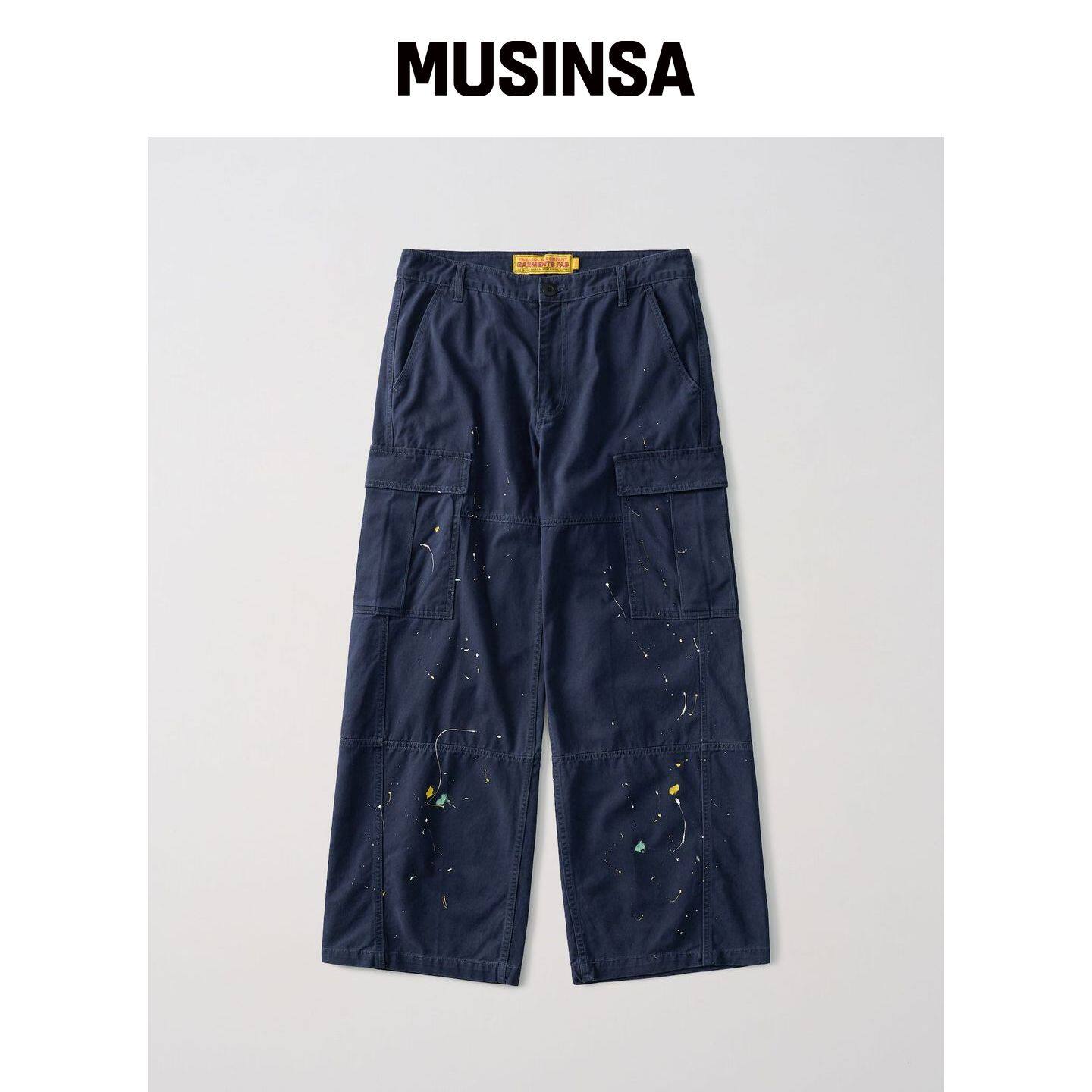GARMENTS FAB 水洗工装涂鸦裤(海军蓝) MUSINS韩国官网直邮进口