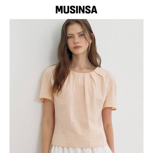 MOMET BLOOM PIN TUCK PINK BLUSE 桃粉色 MUSIN韩国官网直邮进口
