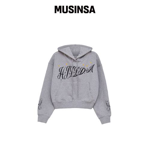 HILLDA SIGN 短款连帽卫衣 [泥膜] MUSINSA韩国官网直邮进口
