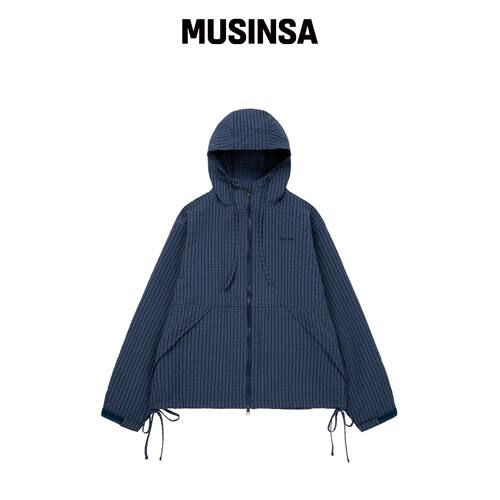 AAKAM 格纹连帽外套（海军蓝） MUSINSA韩国直邮官方正品