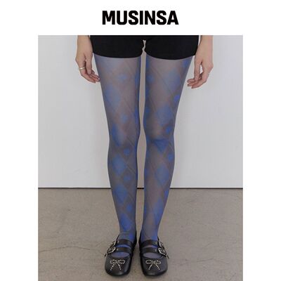 TYPESERVICE 马赛克菱形连裤袜[蓝色] MUSINSA韩国官网直邮进口