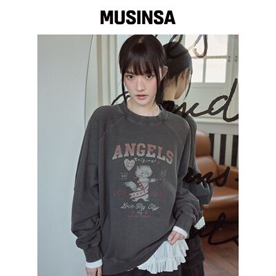 CPGN STUDIO 큐피캣 레格런卫衣 斯莫克黑 MUSINSA韩国直邮官方正品