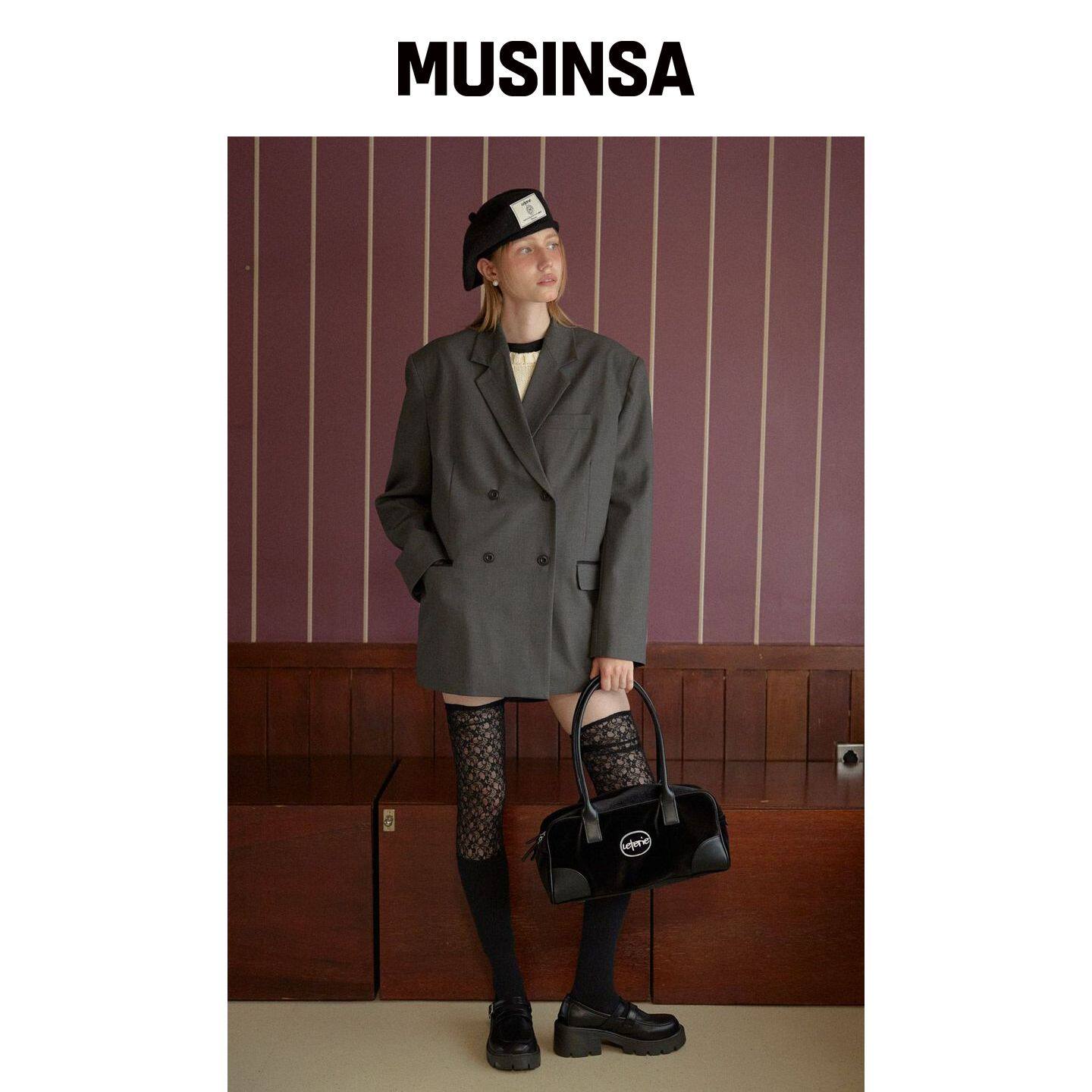 LETERIE LETERIE 天鹅绒法棍包_黑色 MUSINSA韩国直邮官方正品