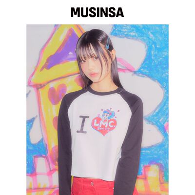 LMC LMC X SOULPUSSSYCAT I LOVE 黑色长袖 crop韩国官网直邮进口