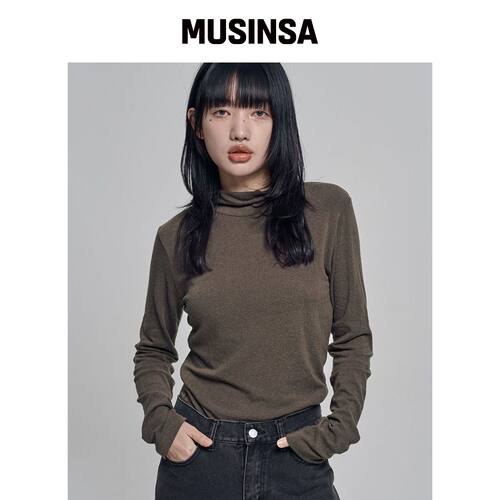 CHICKS 高领层叠长袖深棕色 MUSINSA韩国官网直邮进口