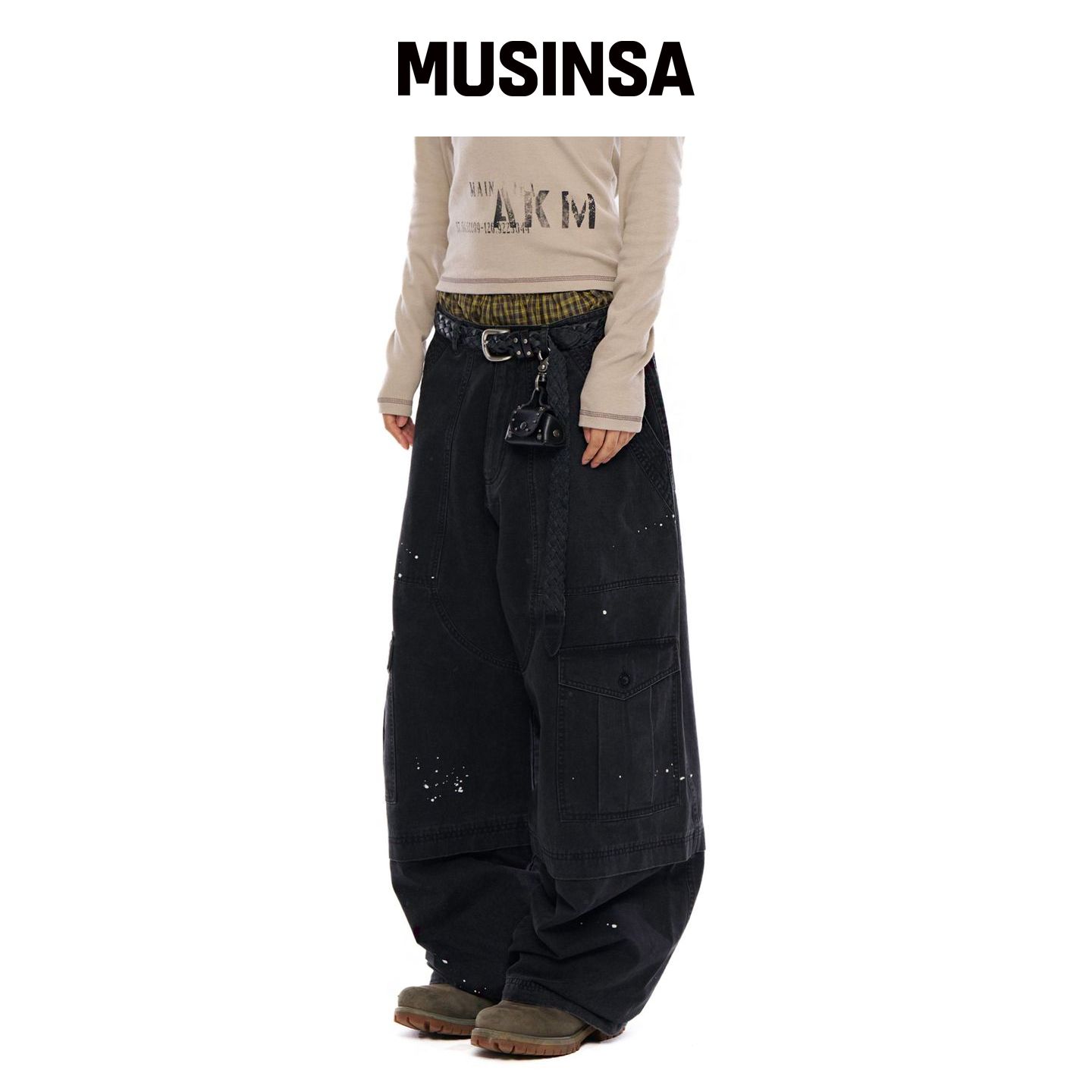 AAKAM 涂鸦军装工装裤（黑色） MUSINSA韩国官网直邮进口