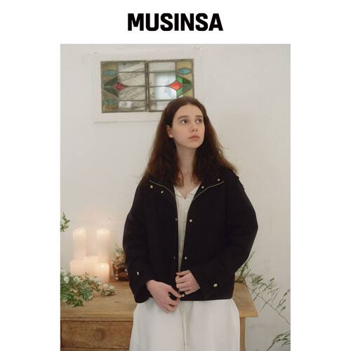 LOVEUSU Sand Crop Snap Jacket (海军蓝)韩国官网直邮进口
