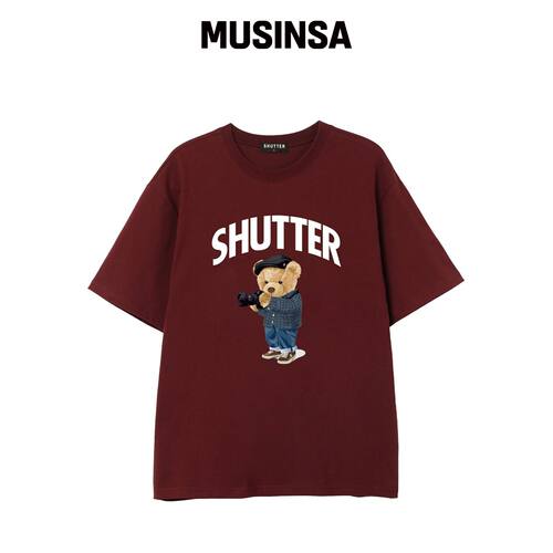 SHUTTER CAMERA BEAR 短袖T恤 (SS035) 酒红色韩国官网直邮进口