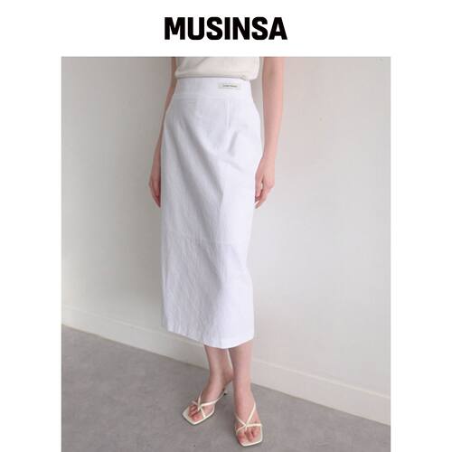 LENAV Les Linen Skirt (WHITE)韩国官网直邮进口MUSINSA