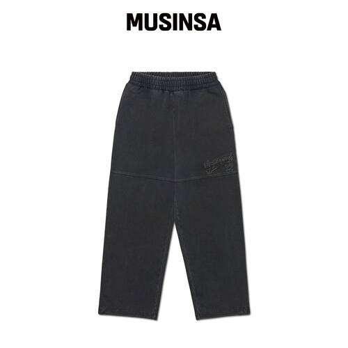 NOMANUAL APPLIQUE Sweatpants - 水洗黑色 MUSI韩国官网直邮进口