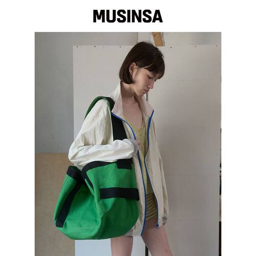 NOCONTENT 387. 棉质大托特包 _ 绿色 MUSINSA韩国官网直邮进口