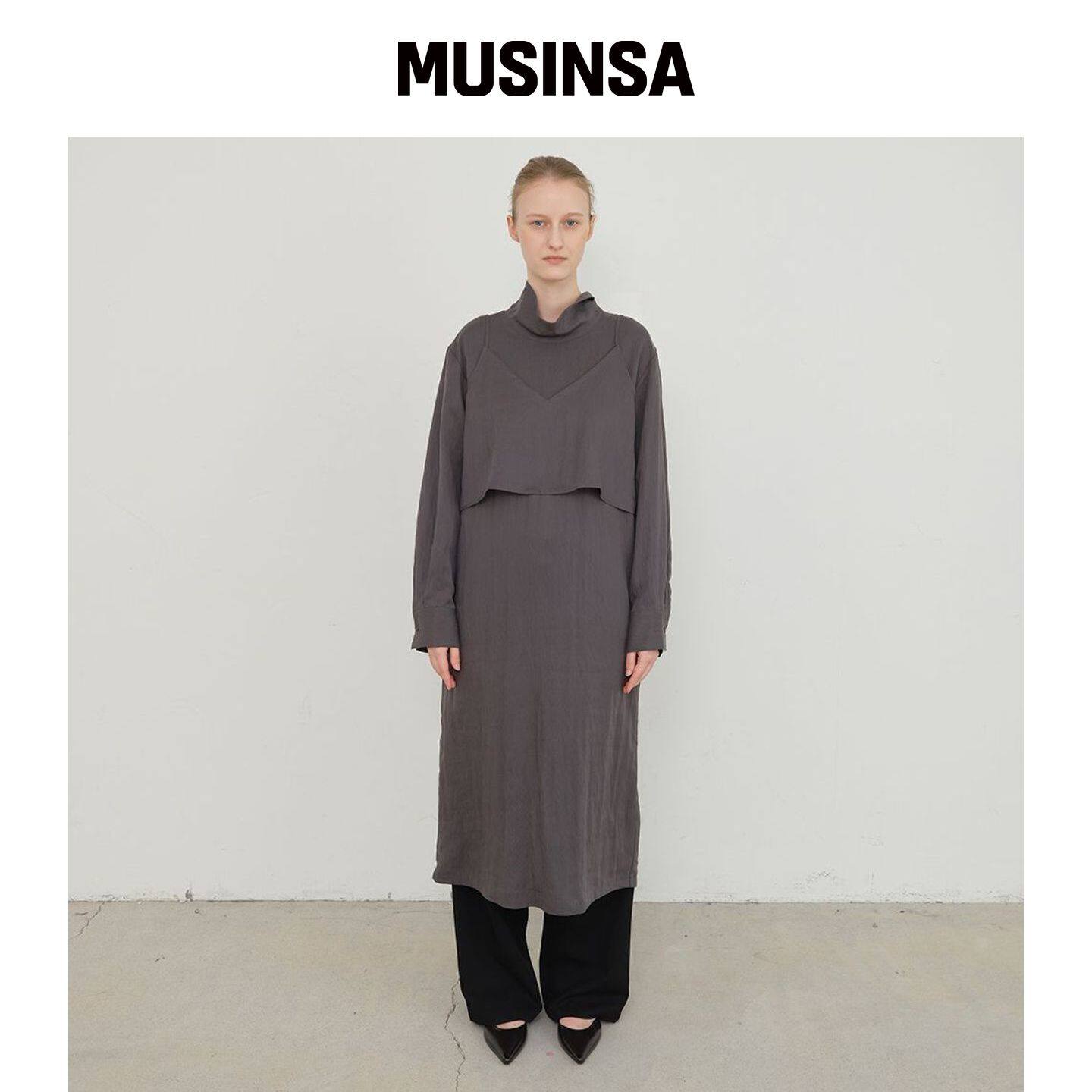 NOEUD 抹胸叠层连衣裙(炭灰色) MUSINSA韩国官网直邮进口