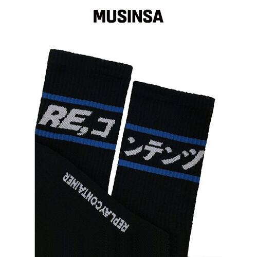 REPLAY CONTAINER 蓝色线条袜子（黑色）韩国官网直邮进口MUSINSA
