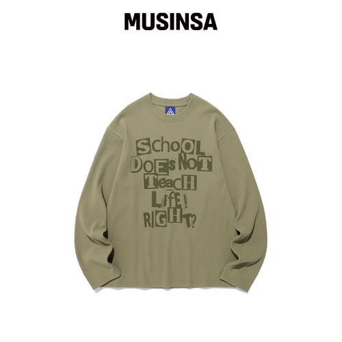 ISTKUNST DOES NOT TEACH WAFFLE LS TEE_KHAKI(韩国官网直邮进口