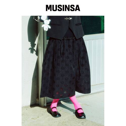 KOOKEESEE 波点提花松紧裙（黑色） MUSINSA韩国直邮官方正品