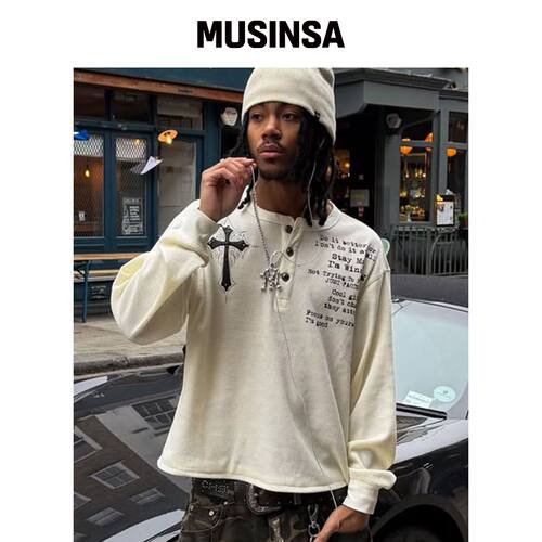 OY BLESSED HENLEY L/S TOP - CREAM韩国官网直邮进口MUSINSA