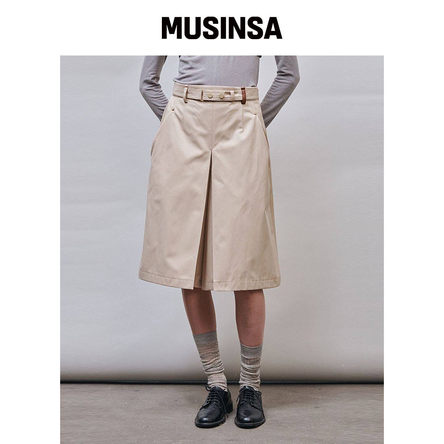 AHWE 束腰阔腿裤_BEIGE MUSINSA韩国官网直邮进口