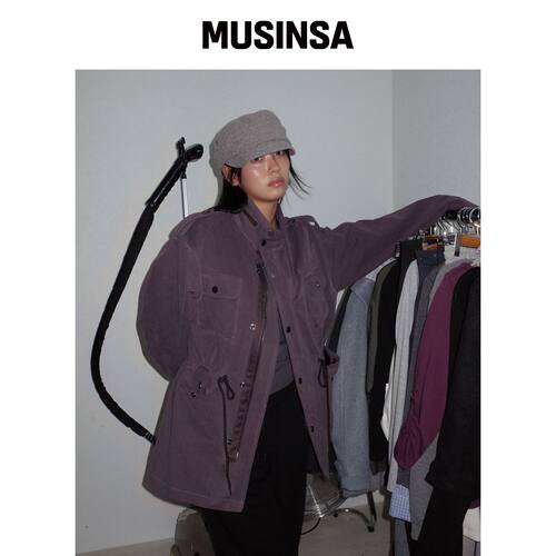 CHICKS 高领M65绑带派克大衣毛绒紫色 MUSINSA韩国官网直邮进口