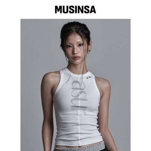 AS YOU ARE SEWING TURN LOGO 无袖上衣白色 MUS韩国官网直邮进口