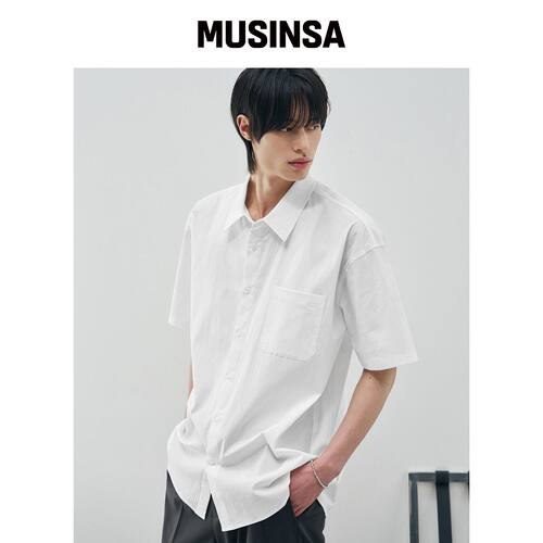 DRAW FIT 纯色半袖雪纺衫 [WHITE] MUSINSA韩国官网直邮进口