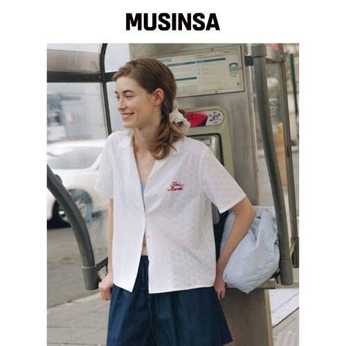 DEPOUND 开放式相机花卉短袖衬衫 [WHITE] MUSIN韩国官网直邮进口