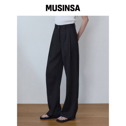 OURHOPE 精华夏季双褶宽松slacks - Black MUSIN韩国官网直邮进口