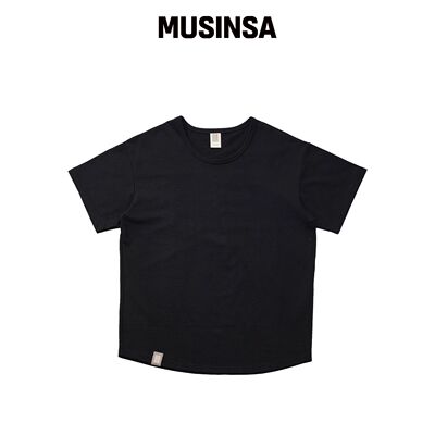 A NOTHING ESSENTIAL PLEAT U-NECK 1/2 TEE (黑韩国官网直邮进口