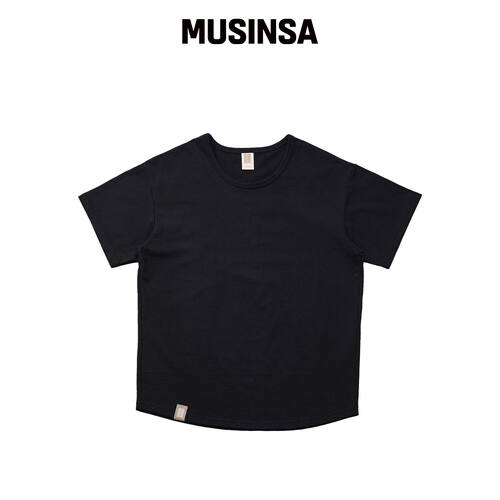 A NOTHING ESSENTIAL PLEAT U-NECK 1/2 TEE (黑韩国官网直邮进口