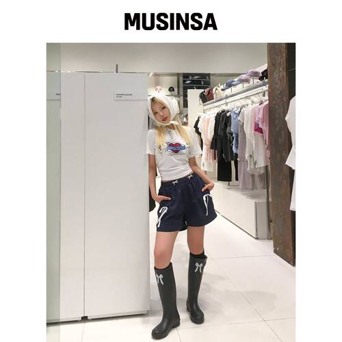 FORRR 黑色丝带雨靴 MUSINSA韩国官网直邮进口