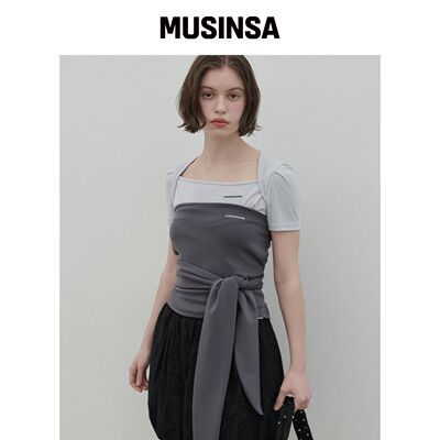 320SHOWROOM Eddy 方领刺绣T恤灰色 MUSINSA韩国直邮官方正品
