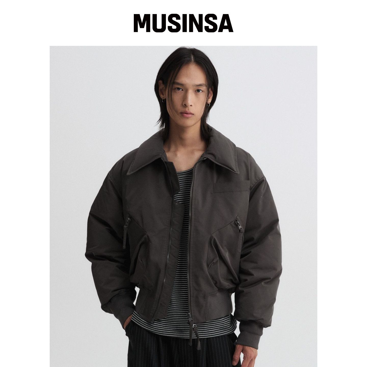 DNSR 飞行短款鸭绒外套卡其色痞帅风棉服MUSINSA韩国官网直邮进口
