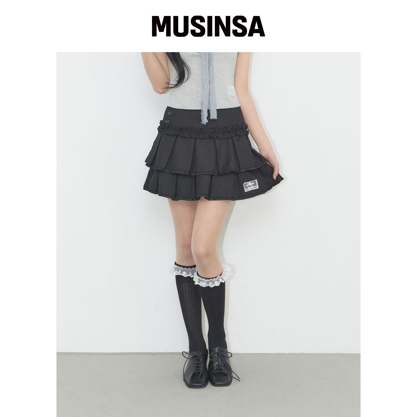 ILLIGO 多莉百褶迷你裙 黑色 MUSINSA韩国直邮官方正品图片