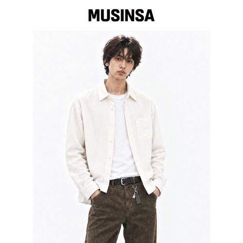 ROWDY 褶皱单口袋短款衬衫_奶油白 MUSINSA韩国官网直邮进口