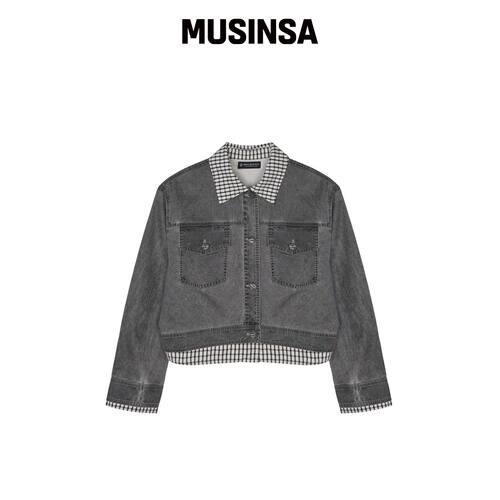 GRAIN DE BEAUTE 格纹双色夹克[灰色] MUSINSA韩国官网直邮进口