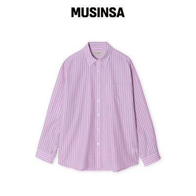EDINBURGH CLUB 宽松条纹衬衫（粉色） MUSINSA韩国官网直邮进口