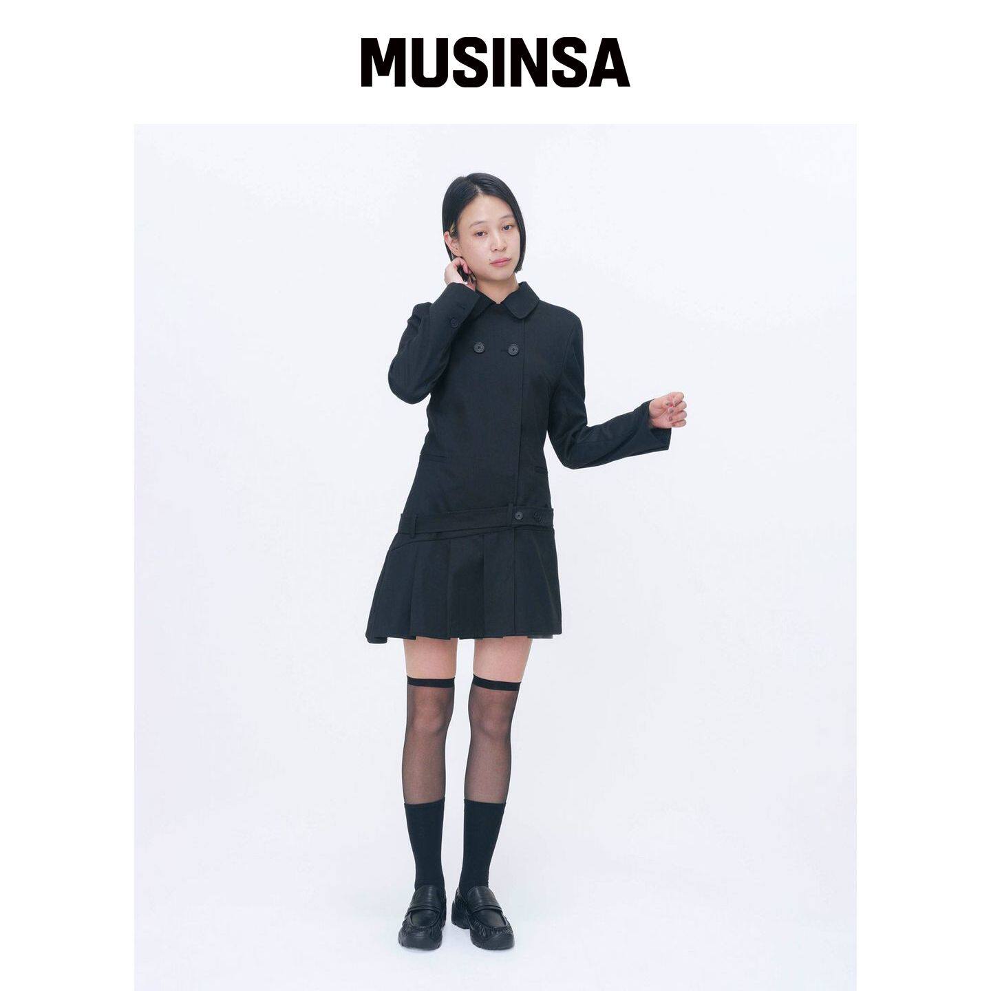 MISEKI SEOUL 经典束腰夹克式连衣裙,黑色 MUSI韩国官网直邮进口