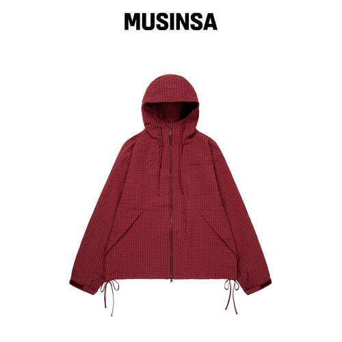 AAKAM 格纹连帽外套（酒红色） MUSINSA韩国直邮官方正品