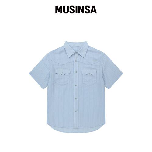 AAKAM 蓝色图案西方半袖衬衫 MUSINSA韩国官网直邮进口